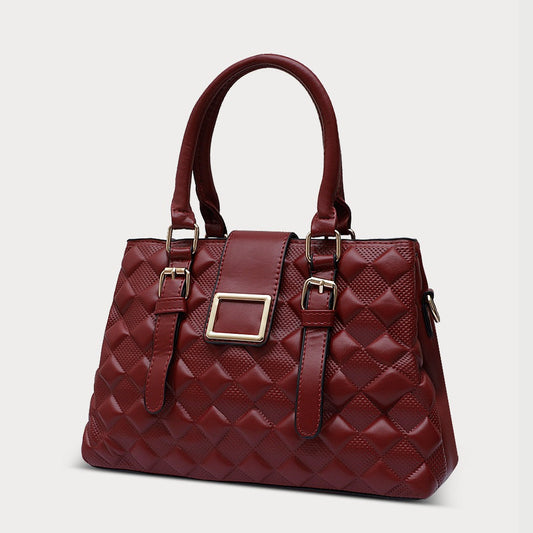 Maroon Quilted Leather Handbag