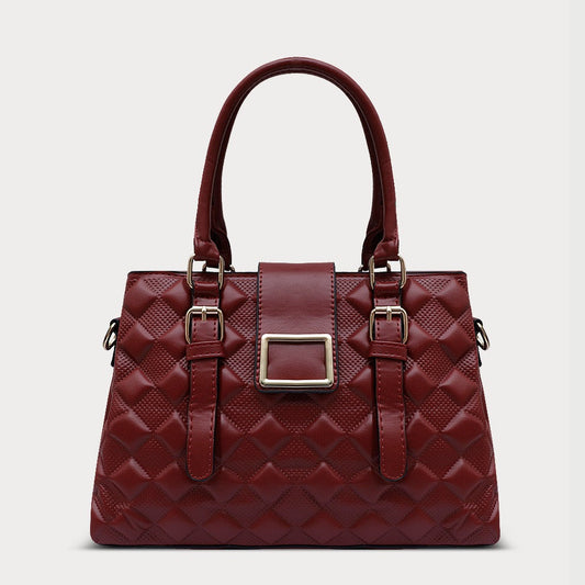 Maroon Quilted Leather Handbag