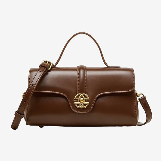 Coffee Brown Leather Shoulder Bag
