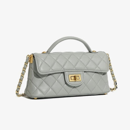 Silvery Quilted Leather Shoulder Bag