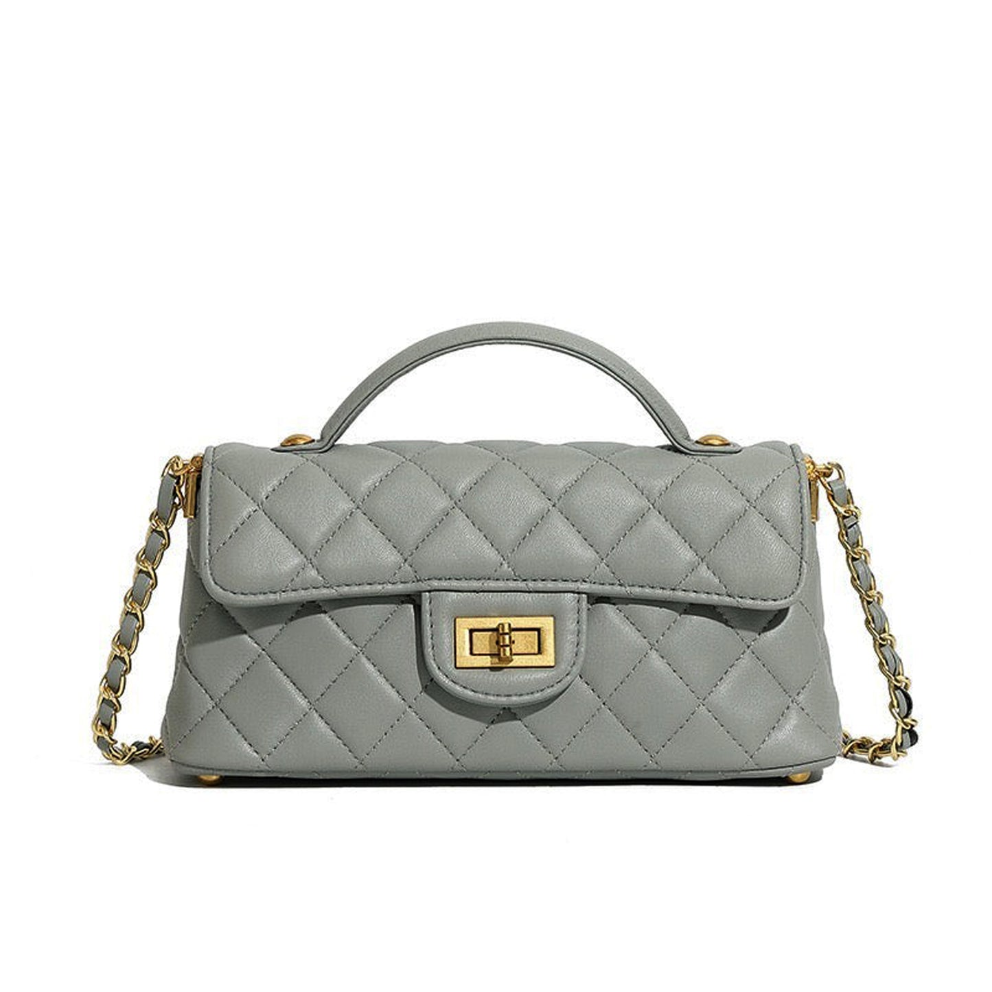 Silvery Quilted Leather Shoulder Bag