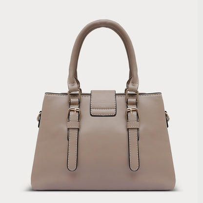 Beige Quilted Genuine Leather Handbag