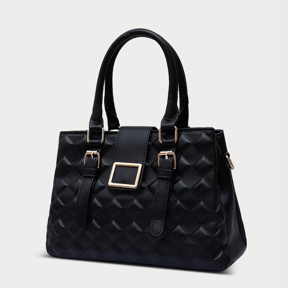 Black Quilted Genuine Leather Handbag