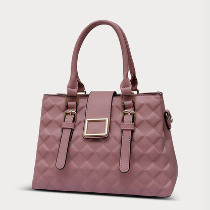 Pink Quilted Genuine Leather Handbag