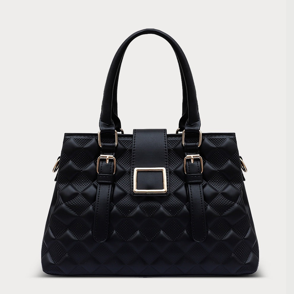 Black Quilted Genuine Leather Handbag