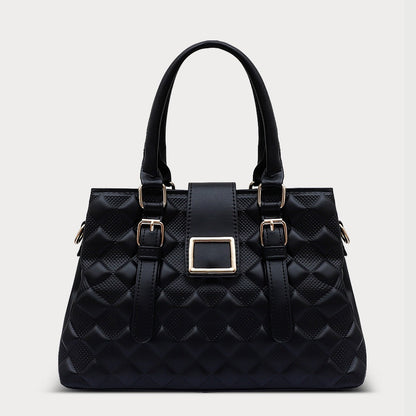 Black Quilted Genuine Leather Handbag