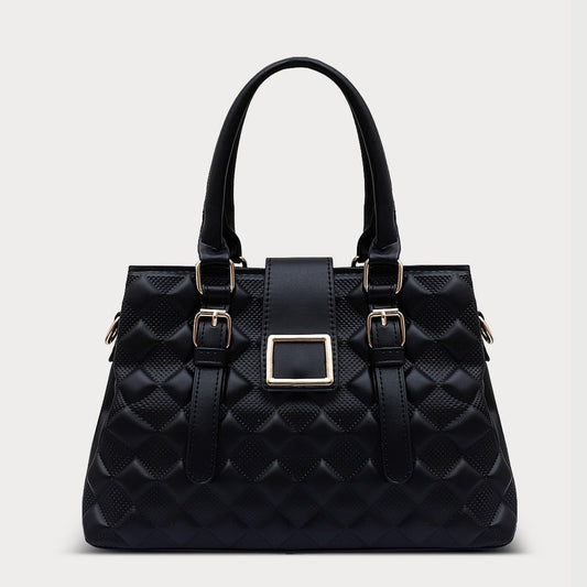 Black Quilted Genuine Leather Handbag
