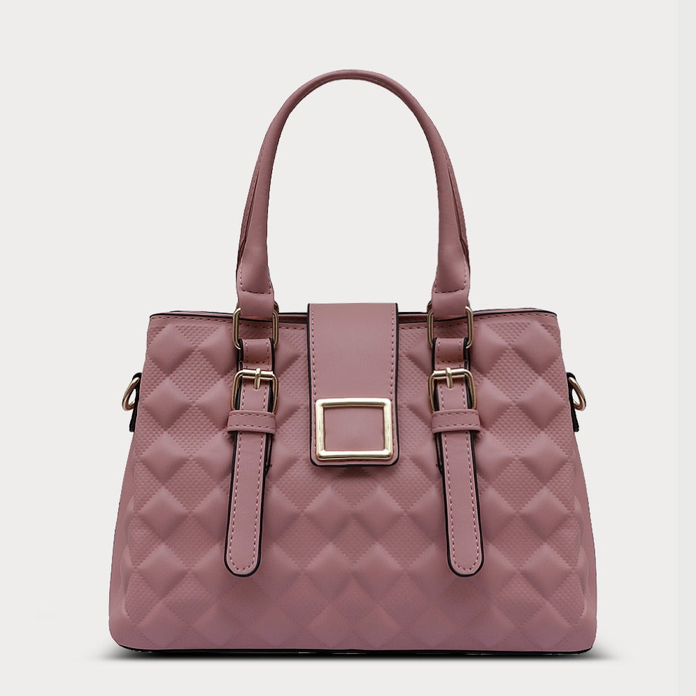 Pink Quilted Genuine Leather Handbag