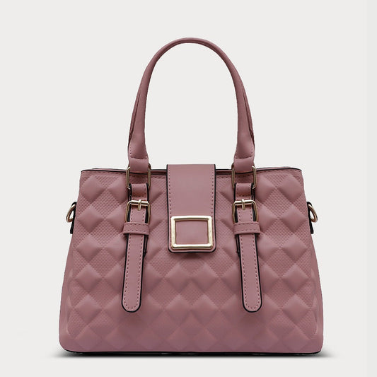 Pink Quilted Genuine Leather Handbag