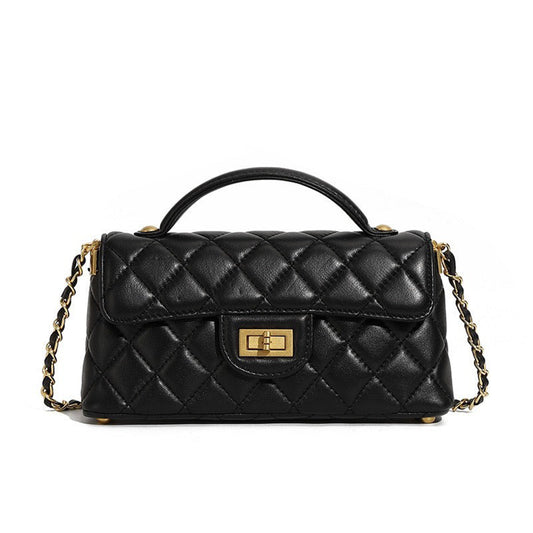 Black Quilted Leather Shoulder Bag