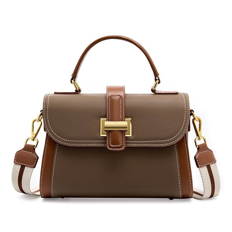 Khaki Brown Leather Handbag