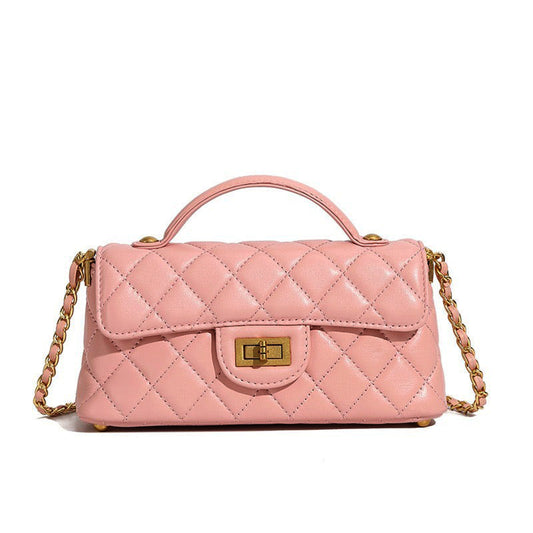 Pink Quilted Leather Shoulder Bag